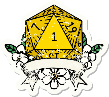 Retro Dövme Biçimi Doğal Bir d20 zar bir insan tarafından çizildi