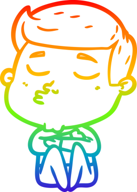 Gökkuşağı gradyan çizgi çizimi Bir insan tarafından çizilen çizgi film modeli adam