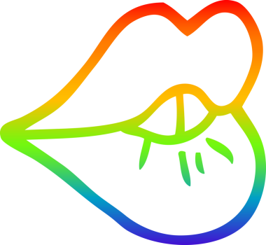 Bir insan tarafından çizilmiş dudak büken bir çizgi film çizimi.