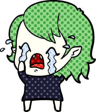 Bir insan tarafından çizilmiş ağlayan vampir kız çizgi filmi.