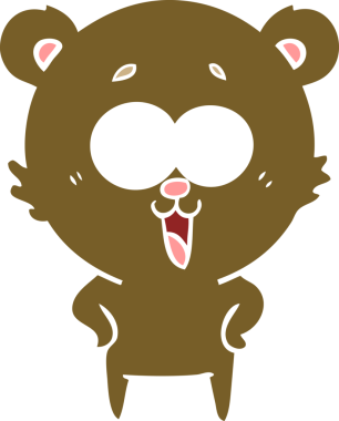 Bir insan tarafından çizilmiş gülen ayıcık düz renkli çizgi film.