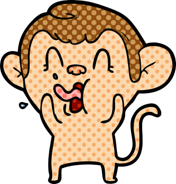 Bir insan tarafından çizilmiş çılgın çizgi film maymunu