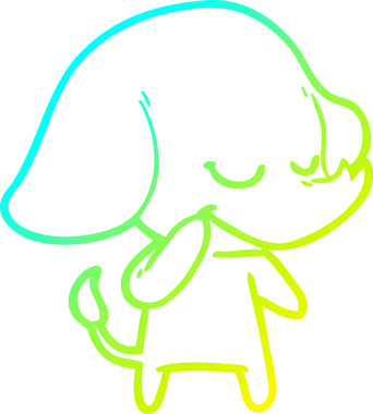 Bir insan tarafından çizilmiş gülümseyen bir filin soğuk gradyan çizimi