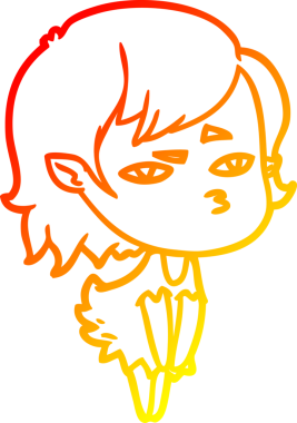 Bir insan tarafından çizilmiş bir vampir kız çizgi çizimi.