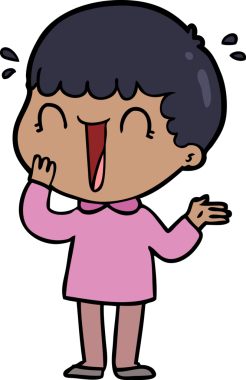 Bir insan tarafından çizilmiş gülen karikatür adam.