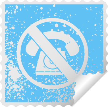 Bir insan tarafından çizilmiş işaretlere izin verilmeyen telefon olmayan kare soyma etiketi.