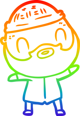 Gökkuşağı gradyan çizgi çizimi bir insan tarafından çizilmiş sakallı bir adamın