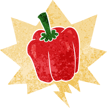 grunge 'da konuşma baloncuğu olan karikatür biberi bir insan tarafından çizilmiş tedirgin geçmiş dokuma tarzı