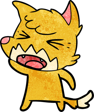 Bir insan tarafından çizilmiş kızgın çizgi film tilkisi.