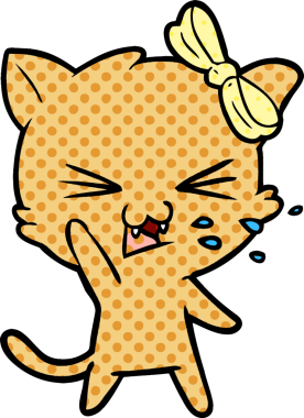 Bir insan tarafından çizilmiş çizgi film kedisi.