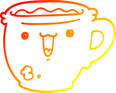 Bir insan tarafından çizilmiş bir kahve fincanının sıcak çizgi çizimi.