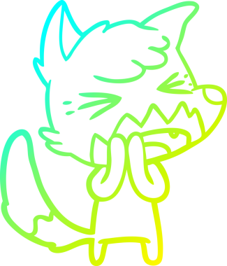 Bir insan tarafından çizilmiş kızgın bir tilkinin soğuk çizgi çizimi.