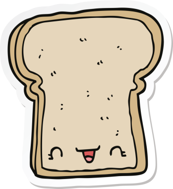 Bir insan tarafından çizilmiş şirin bir ekmek diliminin çıkartması.