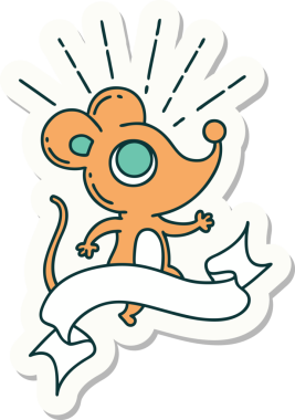 Bir insan tarafından çizilmiş dövme stili fare karakterinin çıkartması