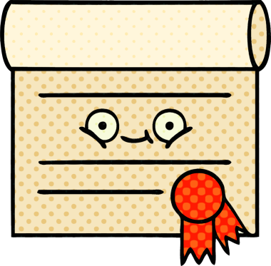 bir insan tarafından çizilmiş bir sertifikanın çizgi roman tarzı