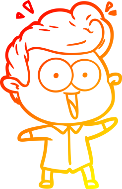 Bir insan tarafından çizilmiş, heyecanlı bir çizgi film çizimi.