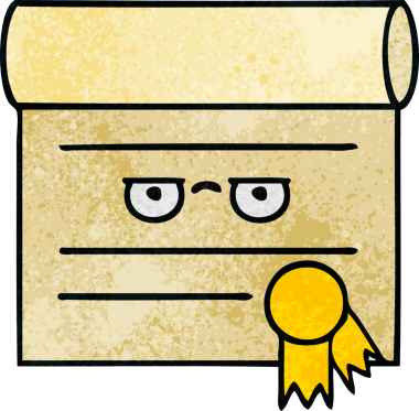 Bir insan tarafından çizilmiş sertifikanın grunge desen karikatürü