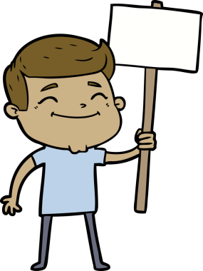 Bir insan tarafından çizilmiş mutlu bir karikatür adamı.