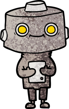 Bir insan tarafından çizilmiş çizgi film robotu