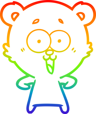 Bir insan tarafından çizilmiş gülen oyuncak ayının çizdiği gökkuşağı gradyan çizgisi.