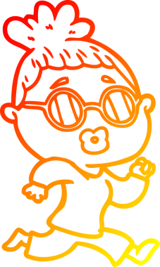 Bir insan tarafından çizilmiş gözlüklü bir karikatür kadın çizimi.