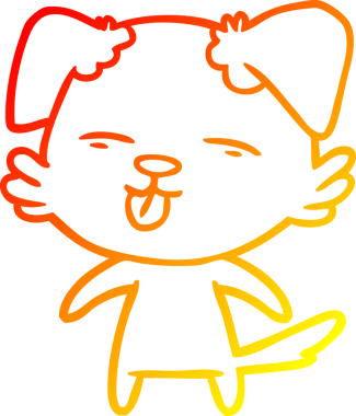 İnsan tarafından çizilmiş bir çizgi film köpeğinin sıcak çizgi çizimi.