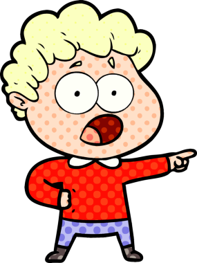 Bir insan tarafından çizilmiş bir karikatür adamı şaşkınlıkla nefes nefese kaldı.