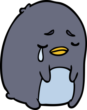 Bir insan tarafından çizilmiş ağlayan penguen çizgi filmi.