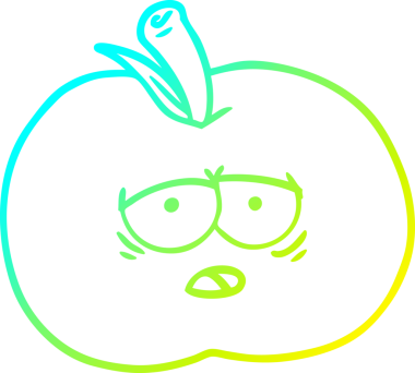 Bir insan tarafından çizilen elma karikatürünün soğuk gradyan çizimi