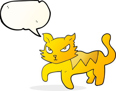 Bir insan tarafından çizilmiş serbest konuşma balonu çizgi film kedisi