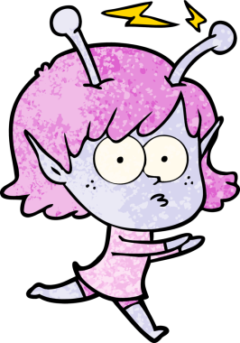 Bir insan tarafından çizilmiş uzaylı kız.