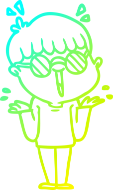 Bir insan tarafından çizilmiş gözlük takan çizgi film çocuğu çizimi.