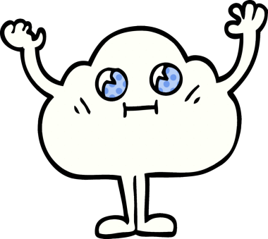 Bir insan tarafından çizilmiş mutlu karikatür bulutu