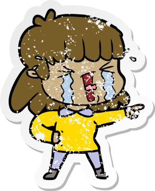 Bir insan tarafından çizilmiş göz yaşları içindeki bir karikatür kadının sıkıntılı çıkartması.