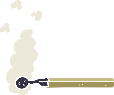 Bir insan tarafından çizilmiş düz renk çizgi film yanmış kibrit