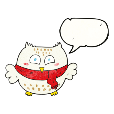 Bir insan tarafından çizilmiş serbest konuşma balonu desenli karikatür baykuşu