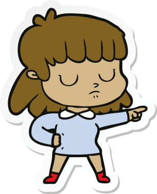 Bir insan tarafından çizilen, ilgisiz bir kadının karikatür çıkartması.