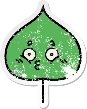 Sevimli bir çizgi film karakterinin sıkıntılı çıkartması. Bir insan tarafından çizilmiş ifade yaprağı.