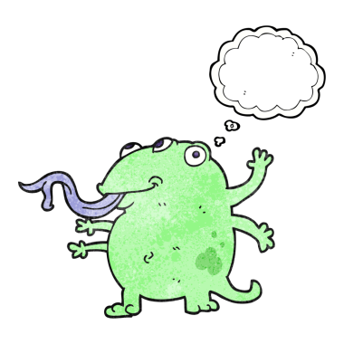 Bir insan tarafından çizilmiş serbest çizim düşünce balonu desenli bir uzaylı çizgi filmi.