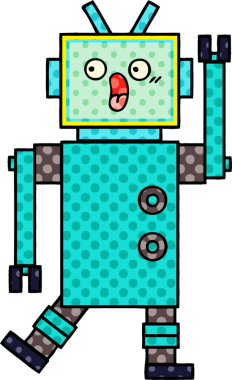 bir insan tarafından çizilmiş bir robotun çizgi roman tarzı