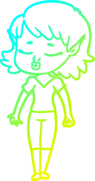 Bir insan tarafından çizilmiş güzel bir elf kızı çizimi.