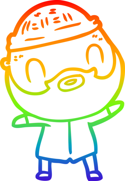 Gökkuşağı gradyan çizgi çizimi bir insan tarafından çizilmiş sakallı bir adamın