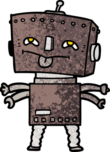 Bir insan tarafından çizilmiş çizgi film robotu