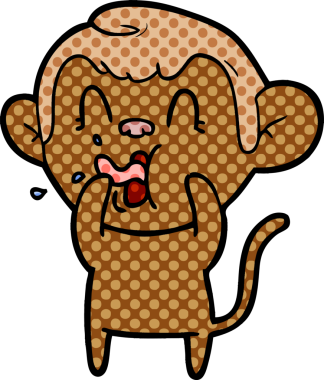 Bir insan tarafından çizilmiş çılgın çizgi film maymunu