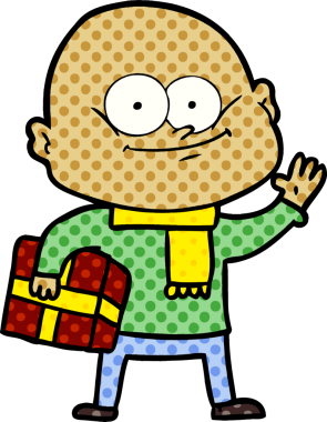 Bir insan tarafından çizilmiş kel bir adam.