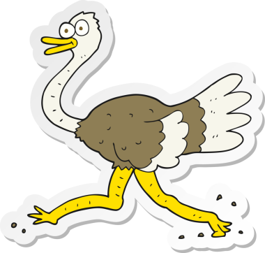 Bir insan tarafından çizilmiş deve kuşunun çıkartması.