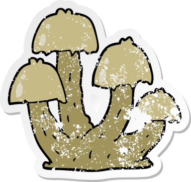 Bir insan tarafından çizilmiş karikatür mantarının sıkıntılı çıkartması.