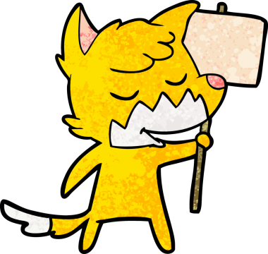 Bir insan tarafından çizilmiş protestolu çizgi film karakteri.