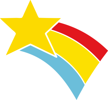 Bir insan tarafından çizilmiş gökkuşağı yıldızının düz renkli retro karikatürü