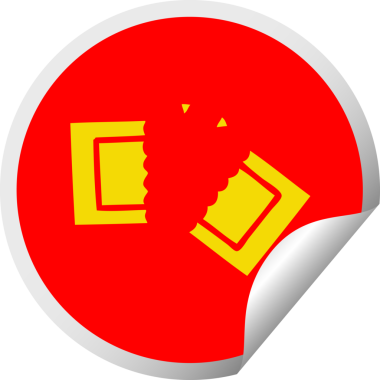 Bir insan tarafından çizilmiş bir sinema biletinin dairesel soyma etiketi.